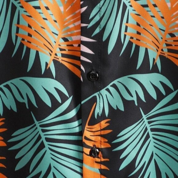 Black Mens Button Up Tee Shirt - Picture 6 of 7